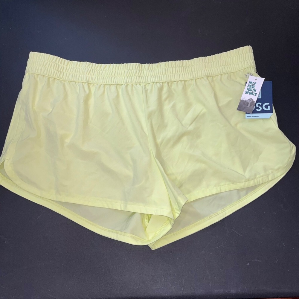 Womens DSG Mid Rise Stride Run Shorts Yellow Size 2X NWT
